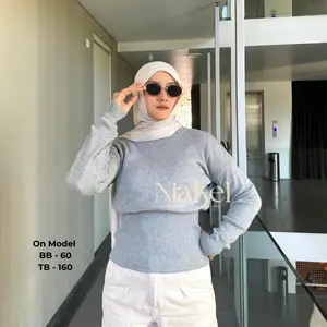 Niakel | Gami Sweater Rajut Model Ban Bawah Bahan Rajut Melar Atasan Wanita Terbaru Kekinian Korean Style