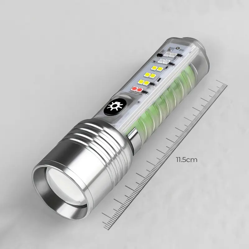 Senter Transparan Magnet Zoom in out Cas 8 Mode Warna 30W Waterproof Flashlight 520A 520 Series 7