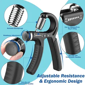 Handgrip Olahraga Tangan 5-60kg Adjustable Resistance Ergonomic Design Alat Fitnes Otot Lengan Non-slip Comfortable dengan Kekuatan Cengkeraman yang Dapat Disesuaikan dan Desain Ergonomis yang Nyaman