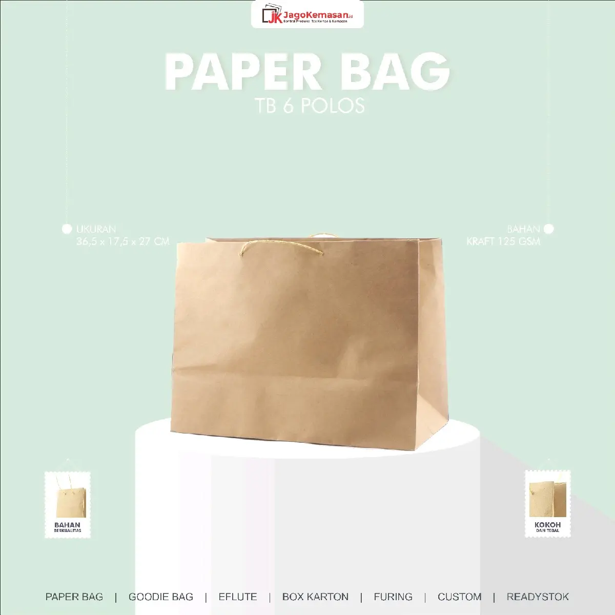 Tas Kertas Polos Bisa Custom Logo 1 Warna 1 Muka Paperbag Custom