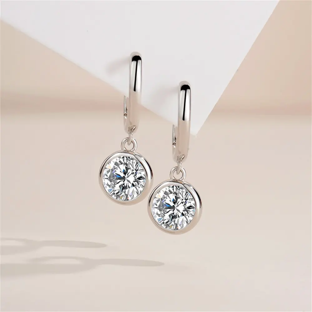 [043] Synthetic Moissanite Drop Earrings 1Pair 0.5ct/1.0ct*2 Elegant Water Drop Shape 925 Sterling Silver Women's Jewelry Anniversary Birthday Daily Engagement Wedding Gift Choice
