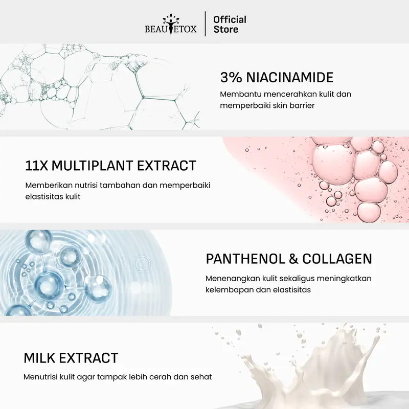 Beautetox Whitemilky Brightening Collagen Serum Body Scrub  Mencerahkan Perawatan Extract lulur 1