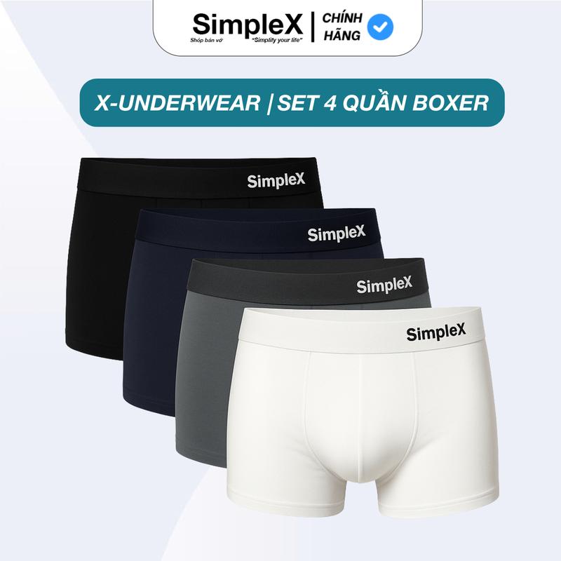 [SimpleX][BOXER] SET 4 QUẦN BOXER NAM Thun Lạnh X-UNDERWEAR Co Dãn, Thoáng Mát | B01 Menswear Quần Lót Sịp