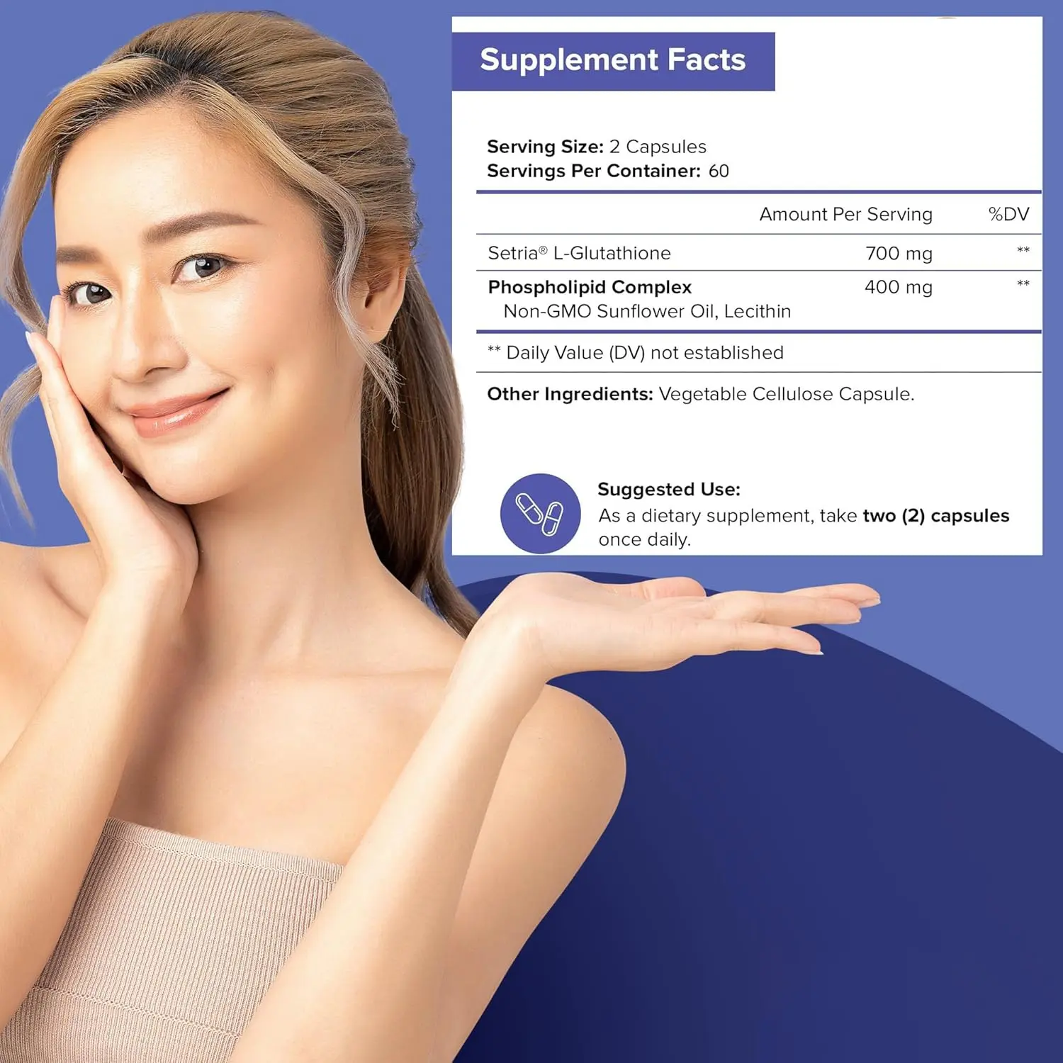 is it safe to take liposomal glutathione everyday Luna Aura HOPE GLOW Skin Pro Glutathione & Probiotic, 30 Capsules main image 0