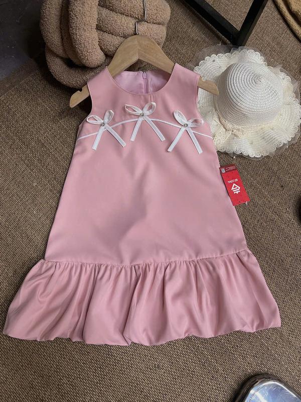 Váy Suông Sát Nách Đuôi Cá Bí 2 Màu (3 Nơ Trắng) 60Q Dành Cho Bé Gái