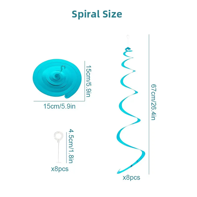 8 Pcs Dekorasi Gantung Spiral Kerang Ekor Putri Duyung Kuda Laut Berputar Untuk Pesta Ulang Tahun 6