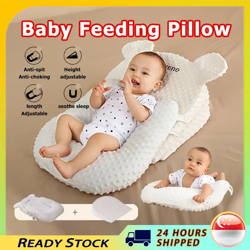 [SG Seller] Newborn Portable Slope Pad Baby Feeding Pillow Anti-Colic Baby Pillow 4 Level Adjustable Slope Snuggle Nest Sleeper