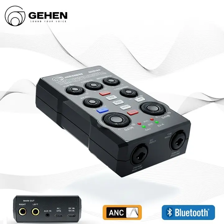 GEHEN GH244 Audio Interface 24Bit/48kHz Streaming Adapter 2 Channel BT ANC Original dengan Fitur Bluetooth dan Reduksi Noise untuk Live Streaming