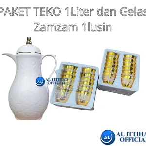 PAKET HEMAT TEKO 1LITER DAN GELAS ZAM ZAM 1LUSIN, SET CANGKIR TEH KOPI