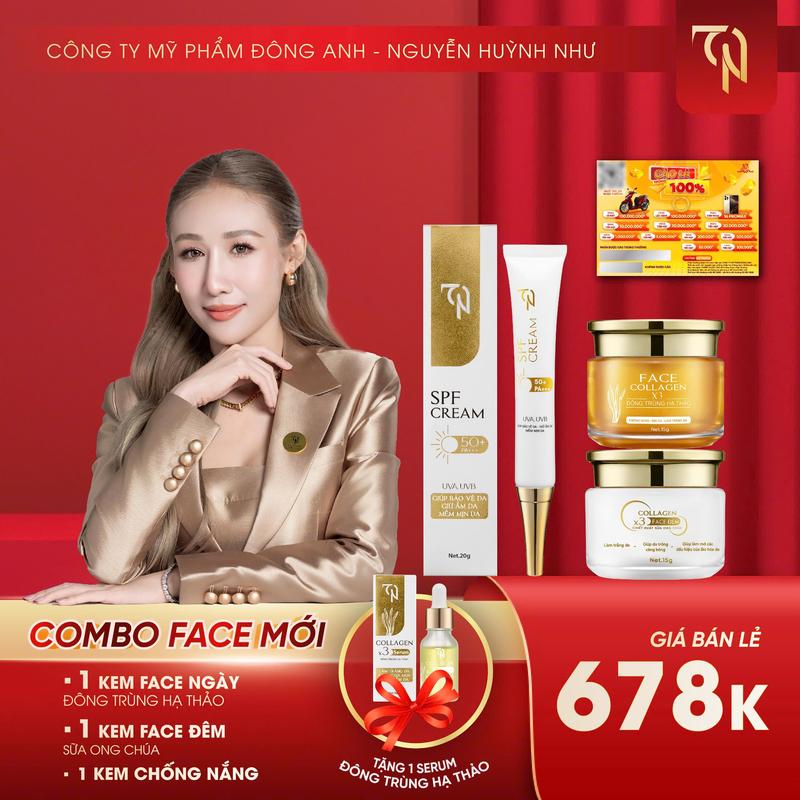    HẾT PHIẾU CÀO   KEM FACE NGÀY ĐÔNG TRÙNG HẠ THẢO + KEM FACE ĐÊM SỮA ONG CHÚA + SERUM + KEM CHỐNG NẮNG  - MỸ PHẨM ĐÔNG ANH COLAGENX3 - NGUYỄN HUỲNH NHƯ 
