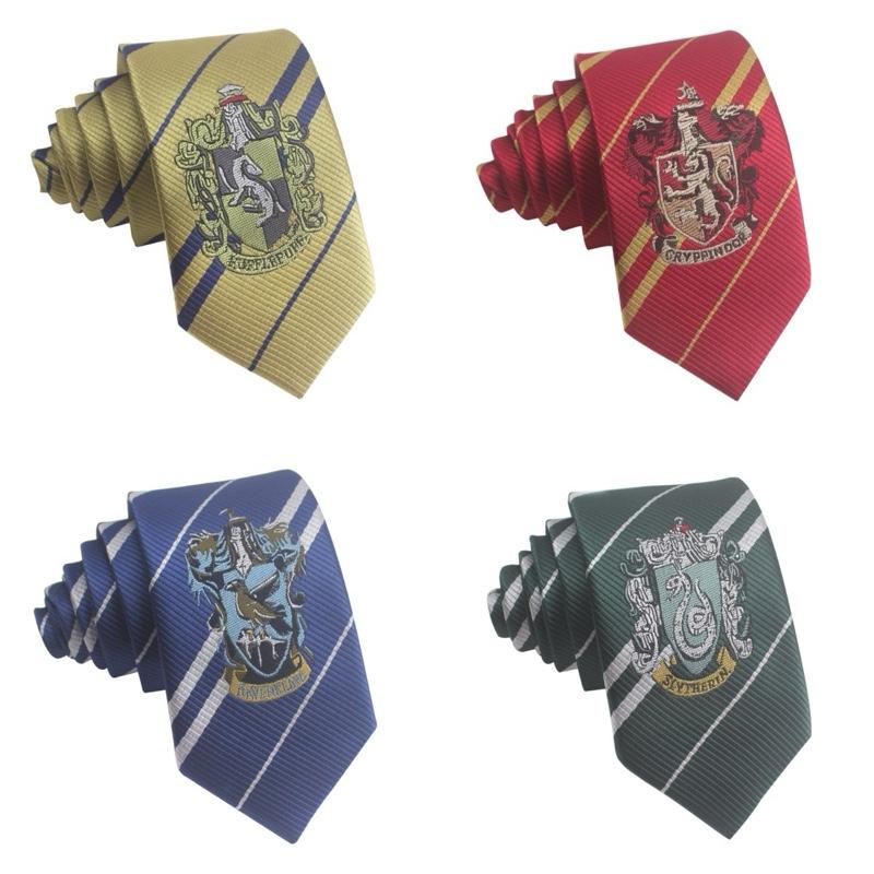 Dasi cosplay motif salur asrama penyihir Biru Kuning Hijau Merah 4