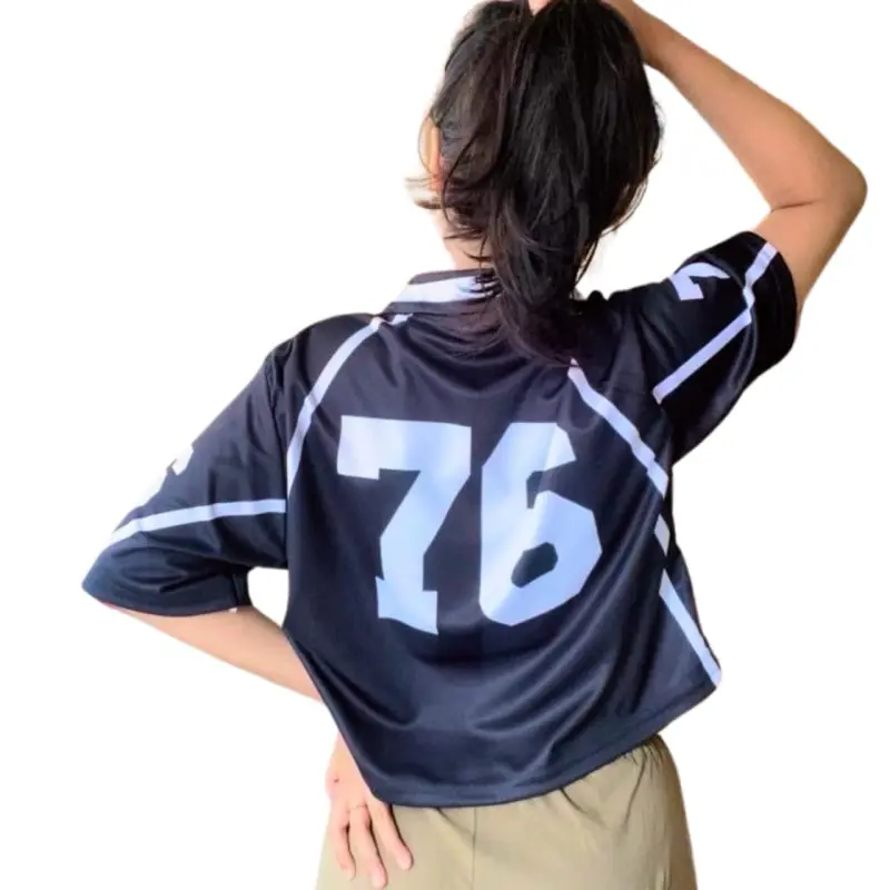 Jersey elasticpro jersey number 76 jersey crop jersey vintage jersey boxy jersey streetwear jersey olahraga unisex 2
