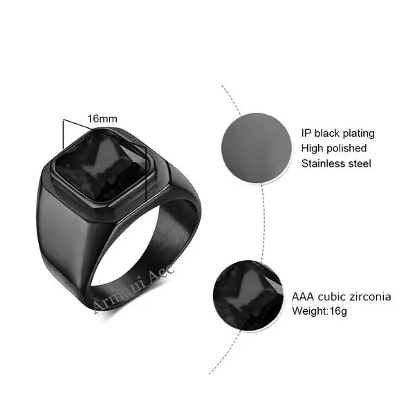 Cincin Batu Hitam Onyx Titanium 1