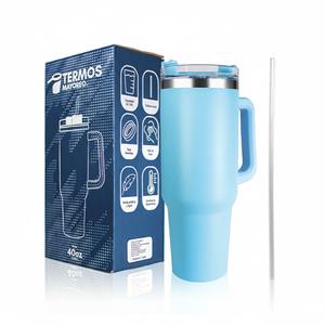 Vaso térmico de 40 oz (1,182 ml) con asa | Acero inoxidable premium | Mantiene bebidas frías y calientes | Tapa resistente | Aislamiento de doble pared | BPA Free