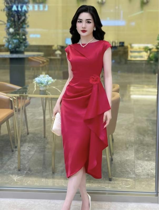  b8 váy thiết kế hoa ở eo sang trọng 