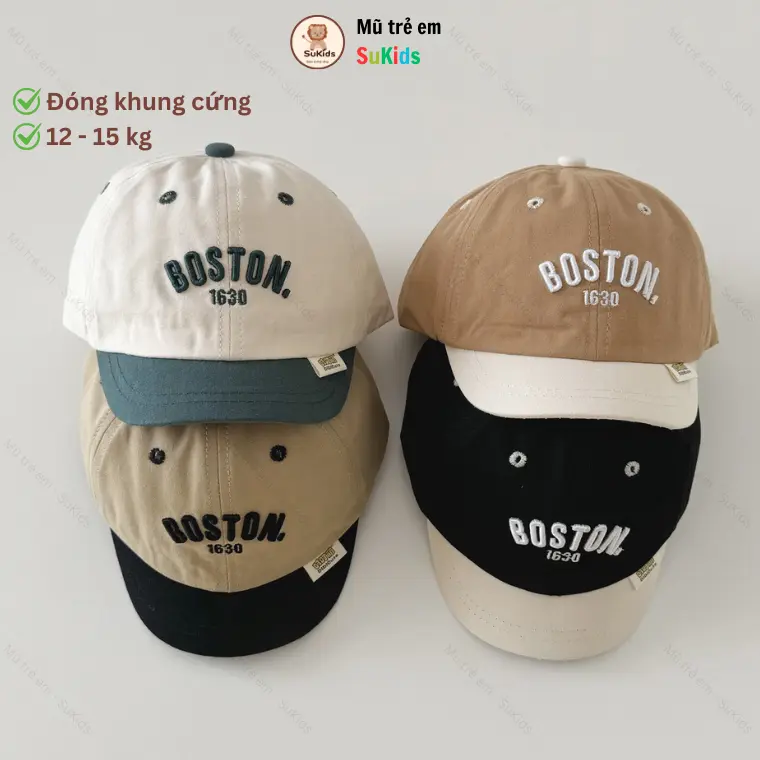 Mũ thêu chữ BOSTON cho bé 2 - 4 tuổi mẫu mới 2024 SuKids SK57 0