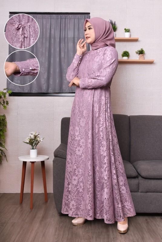 azalia mode gamis brukat jumbo gamis pesta buat seragaman ada ukuran dari m.l.xl.xxl.3xl free masker Dress Muslim Kondangan