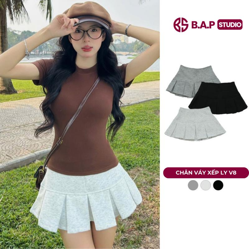 Chân váy xếp ly nỉ 2 da có quần bảo hộ BAP STUDIO V8