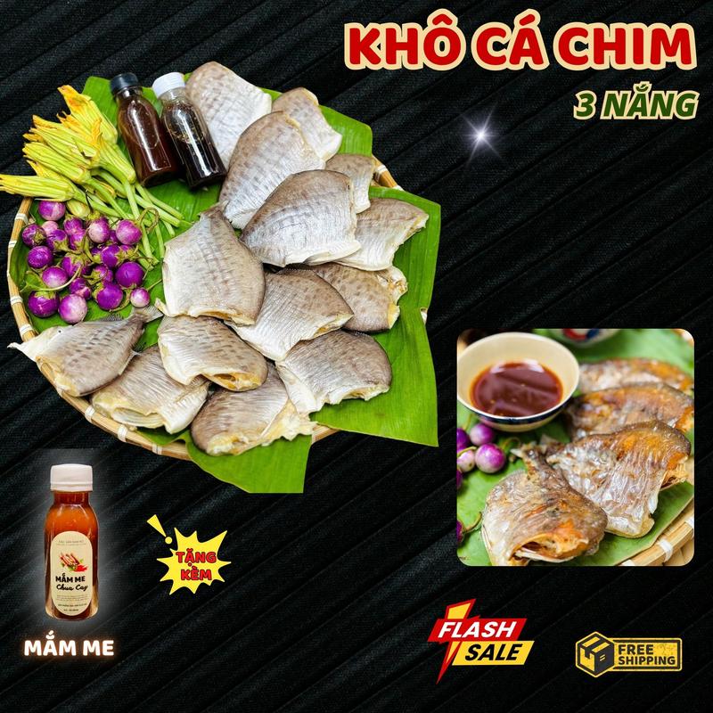 Khô Cá Chim Nâu - Tặng Kèm Mắm Me Chua Cay - Khô Chim Sông 3 Nắng Vị Mặn Vừa Ăn Cơm - Vựa Khô Nhà Gà