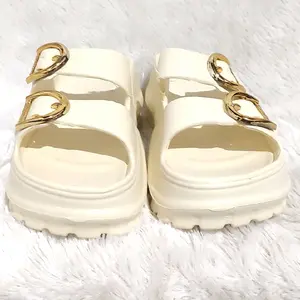 Sandal Fuji Wedges Wanita Korean Kekinian Kuning Sandal Jelly cewek Tinggi High Hell 5-8cm  Ukuran 38-39 Sendal Karet