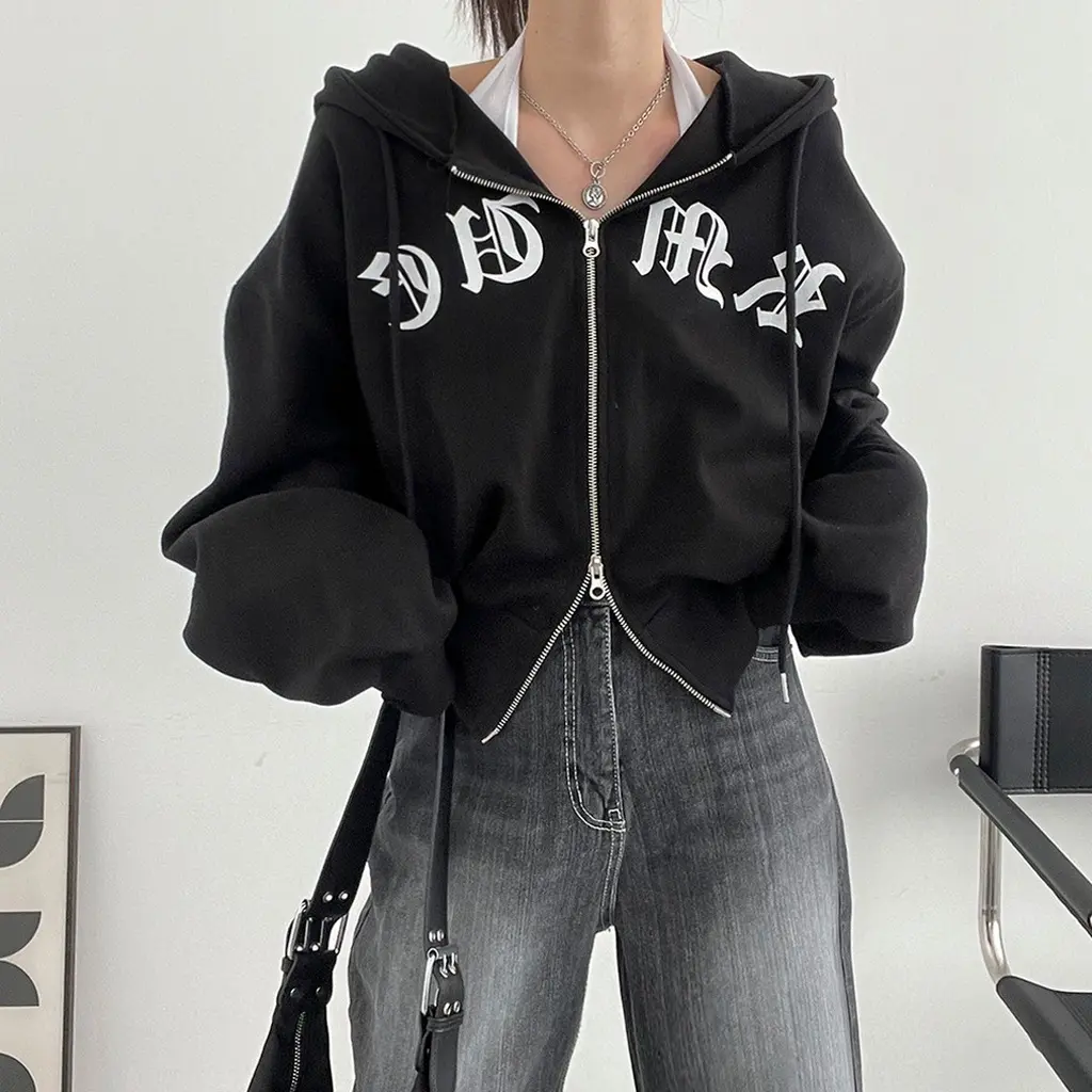 Hoodie JAPANESE Ziper Wanita Oversize | Jaket Sweater Double Ziper Wanita Korean Style