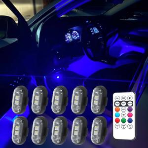 ワイヤレスリモコンカー用LEDライト、USB充電式カラフルライト、バイク用点滅警告ライト、装飾用ライト