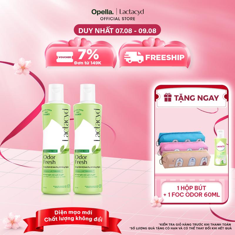 Bộ 2 chai Dung Dịch Vệ Sinh Phụ nữ Lactacyd Odor Fresh Ngăn Mùi Cả Ngày 250ml/chai ddvs dung dich vesinh phunu lactacyd Women