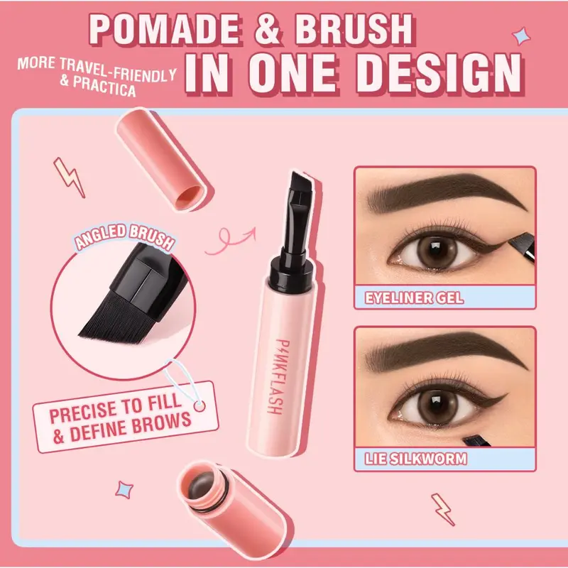 PINKFLASH Eyebrow Pencil Tahan air  Pomade Cream Tahan lama Smudgeproof Quick-drying Shaping COD BPOM 4
