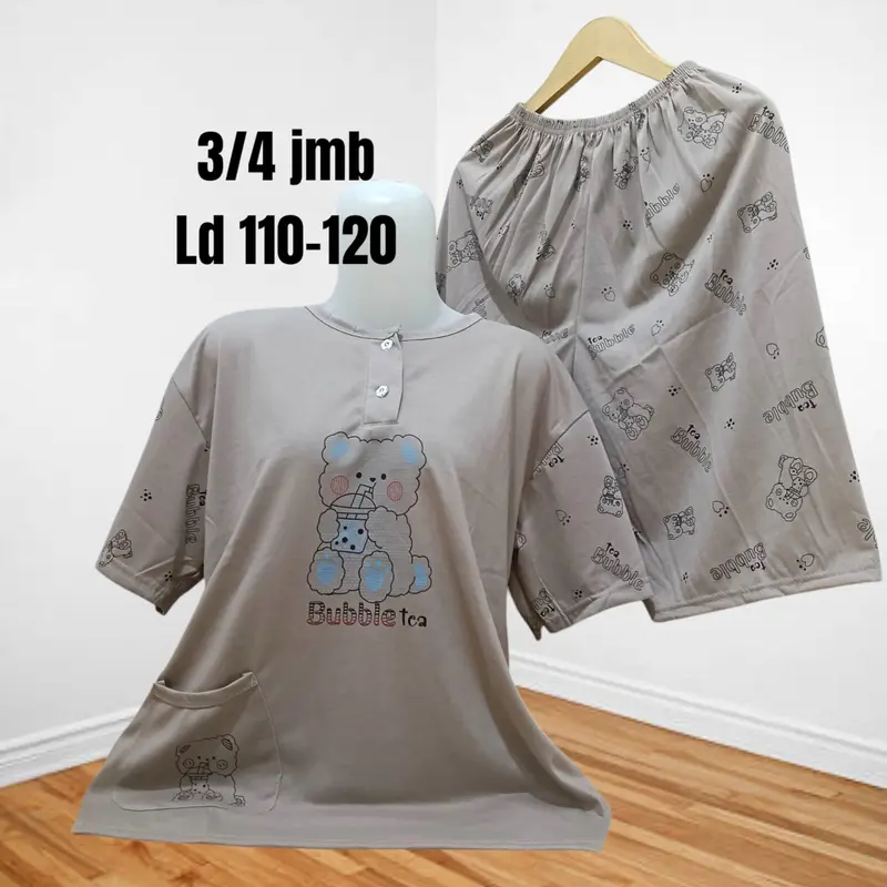 Setelan Baju Tidur Kaos Celana 3/4 Jumbo Big Size Babydoll Wanita 3XL LD 108-120cm 4