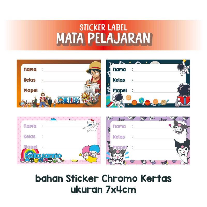 Isi 20pcs Sticker Label Buku Pelajaran Berkualitas Kertas 0