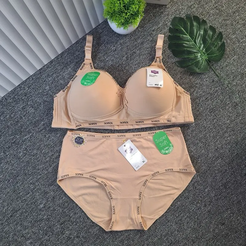 ONE SET Sorex Bh Set Super Soft Bh Cup Besar Tanpa Kawat Best Seller #33 (Bra+Cd) Bra Busa Wanita Setelan