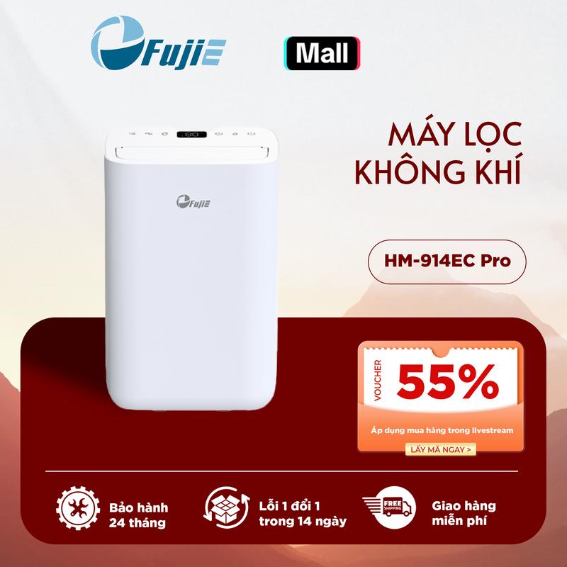 Máy hút ẩm lọc Làm Sạch không khí HM-914ECPRO 10-25m2 nhập khẩu FujiE, hút ẩm 14 Lít/ngày, Ionizer diệt khuẩn kết nối Wifi, chống nước