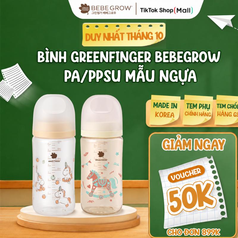 Đồ dùng cho bé Bìn.h PA/ PPSU Greenfinger Bebegrow 160ml/280ml chất lượng, an toàn cho bé