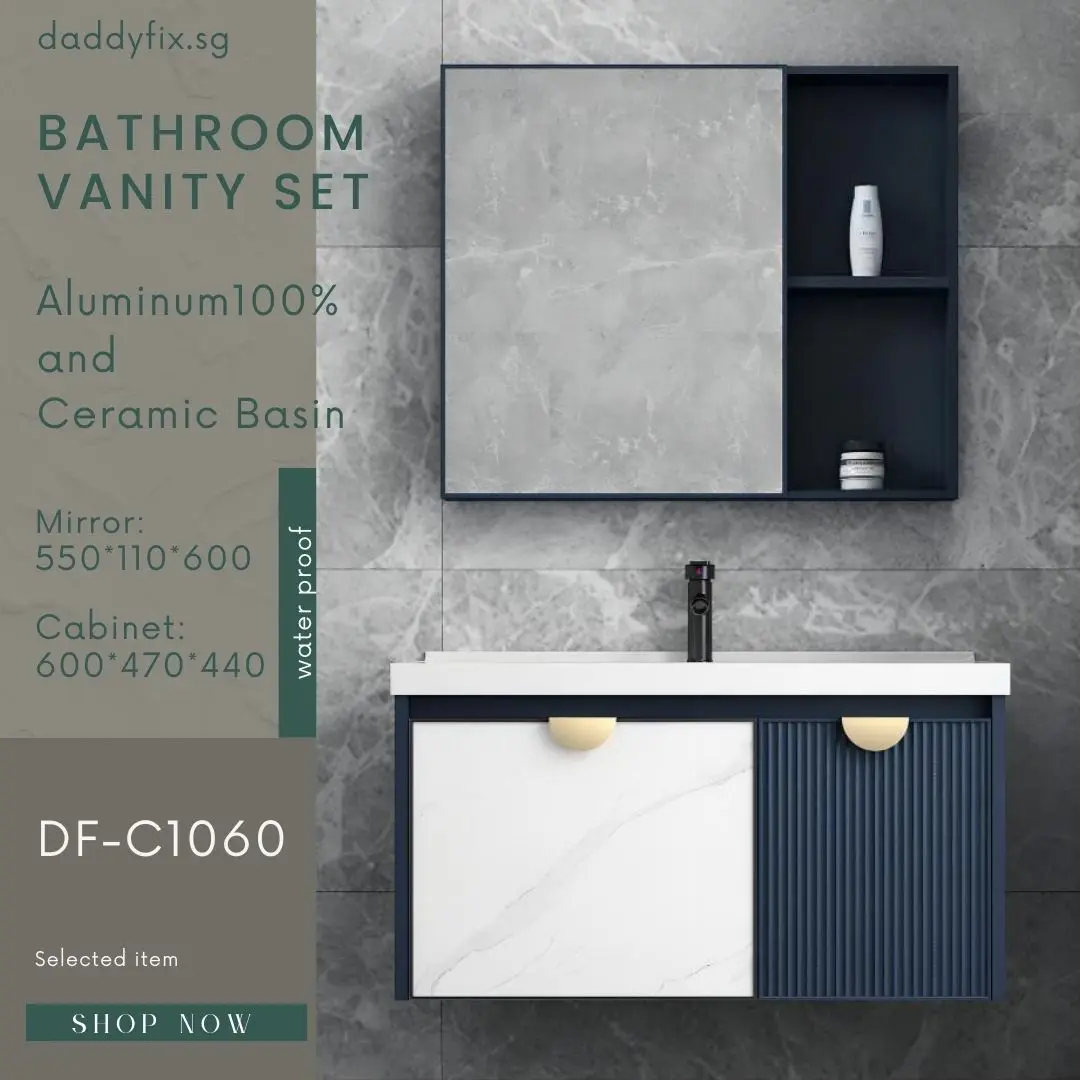 SG /Stocks 60cm Aluminium Waterproof Basin Vanity Set/bathroom cabinet/toilet wash basin