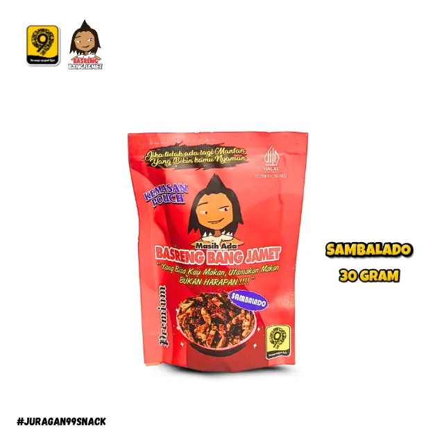 BASRENG STIK BANG JAMET Paket Usaha 1 Pak Isi 12 Pcs Kemasan Pouch Snack Cemilan Sambal Goreng Keripik Pedas Asin Camilan Tapioka Crispy Food 4 Varian Rasa Berkualitas Tinggi 5