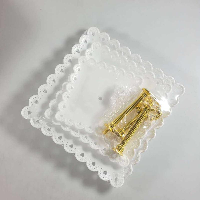 Rak Kue Susun 3 Tingkat tempat diseert piring makanan kecil Detachable Plate Cake Stand Display 9