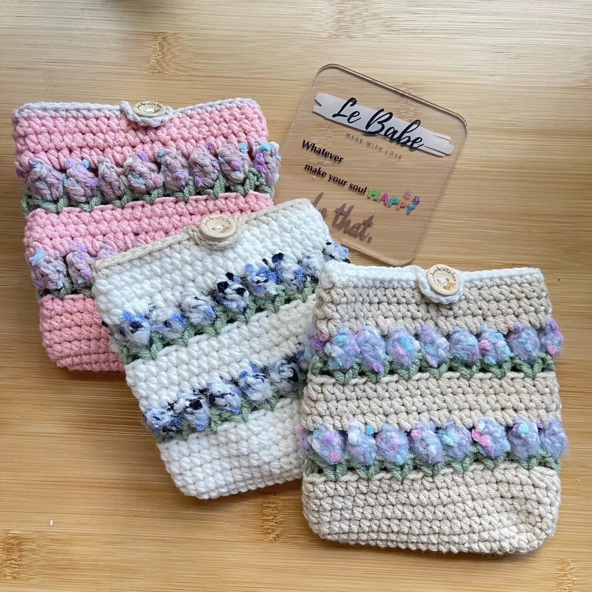 SG Le Babe Tulip Handmade Crochet Pouch Card Holder for Women