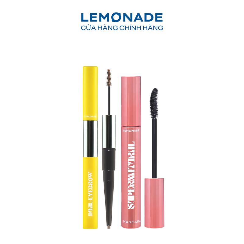 Combo 1 chì kẻ mày 2 đầu Lemonade Dual Eyebrow 2.75g và Chuốt mi Lemonade SuperNatural Mascara 7.5g