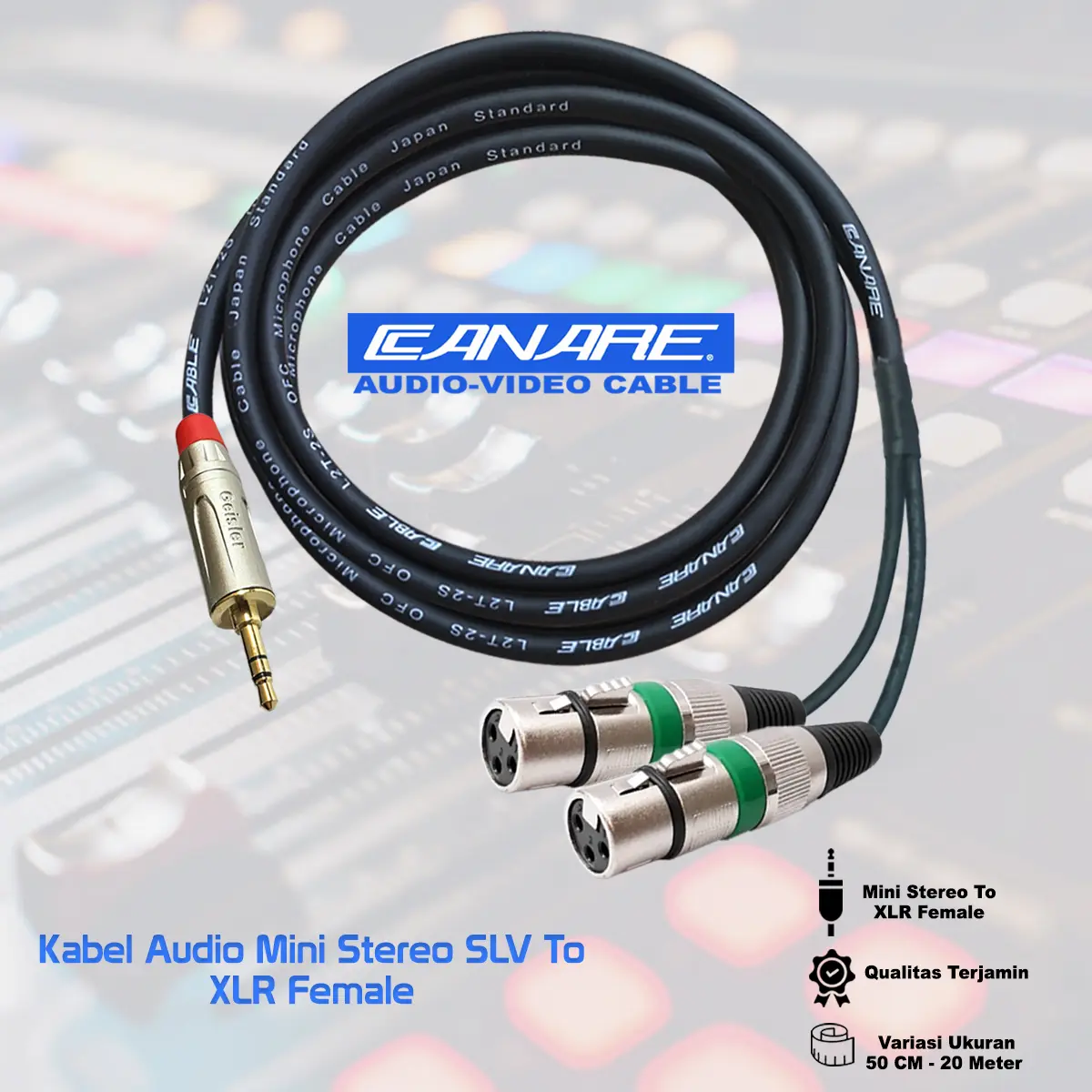 Kabel Audio HP 1x Mini AUX Stereo 3.5 SLV to 2x XLR Female - Canare