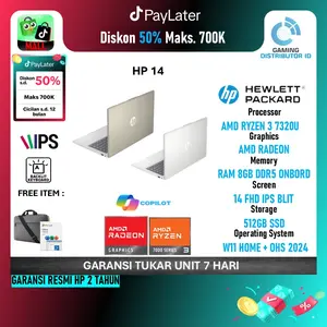 Laptop Hp 14 RYZEN 3 7320 8GB 512GB W11+OHS+M365B 14.0FHD IPS BLIT COPILOT