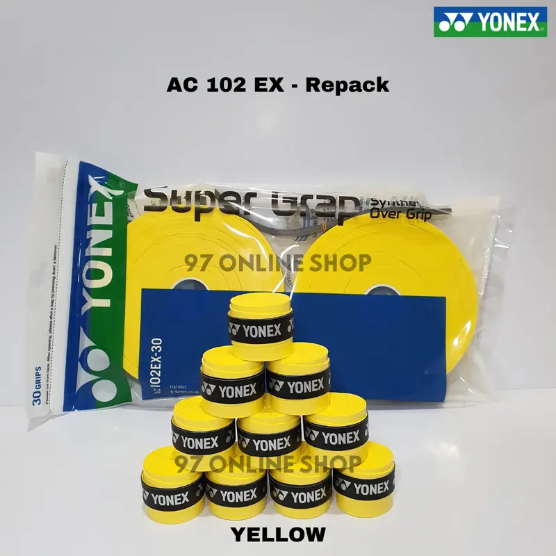 Grip Karet Raket Badminton Yonex AC 102 EX / AC102EX - SUPER GRAP TAPE - 100% Original YONEX - YELLOW 1