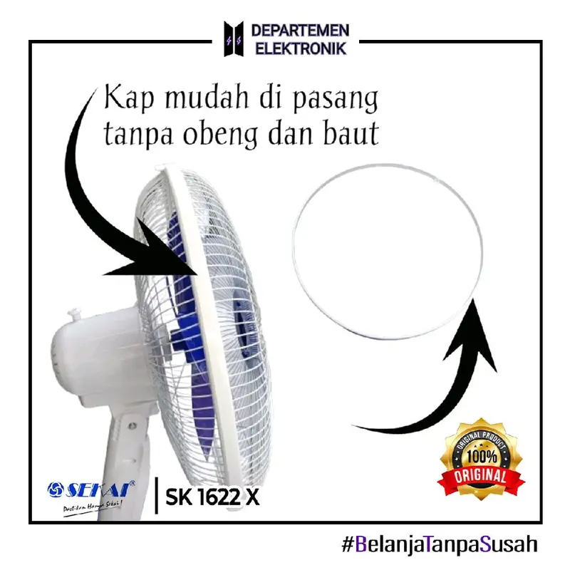 Sekai Kipas Angin Berdiri / Standfan 1622 X Kaki Silang Taifun 3