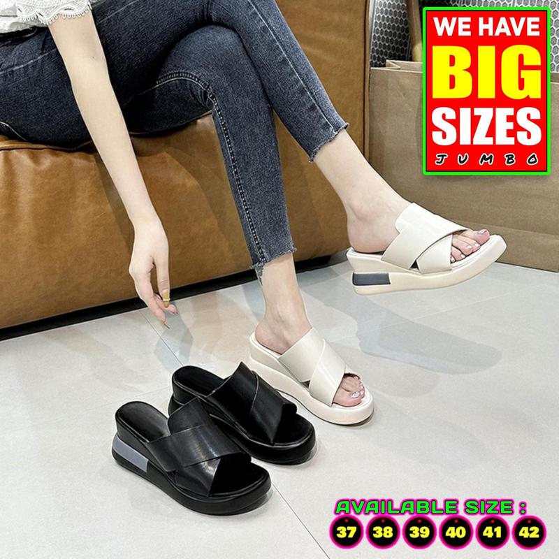 TERLARIS Sandal Wedges Wanita Viral Kekinian 2024 / Sendal Cewek Remaja Dewasa TERMURAH Karet 1