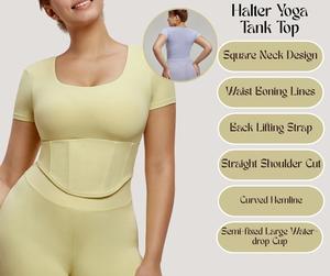 Plus Size Yoga Top with Bra Pads – Short Sleeve Activewear for Curvy Women[YA85]