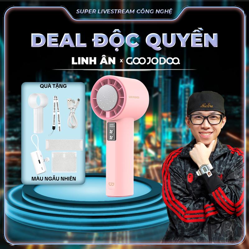 【GOOJODOQ -LINHAN Combo Quạt sò lạnh+sạc mini+ốp bảo vệ ngẫu nhiên+ốp đá - Bảo hành 6 tháng Quạt mini GOOJODOQ 100 tốc độ gió có thể điều chỉnh màn hình kỹ thuật số cầm tay Làm lạnh và nén đá Phụ Kiện