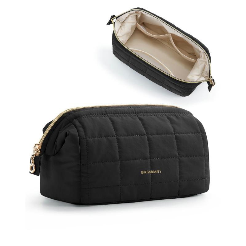  BAGSMART 【Ưu đãi Noel Túi Trang Điểm BAGSMART Túi Đựng Mỹ Phẩm Du Lịch Túi Trang Điểm Đệm Bồng Bềnh Dành Cho Phụ Nữ Hộp Sắp Xếp Đồ Trang Điểm Ví Túi Mở Rộng Thiết Yếu Du Lịch Phụ Kiện Đồ Vệ Sinh Cá Nhân Cọ Trực Tiếp Đặc Biệt 