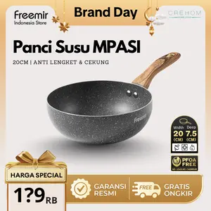 [CREHOM] freemir Panci Susu MPASI 20cm Panci Rebus Mie Multifungsi Anti Lengket Wok Pan Hitam Black Marble Kitchenware