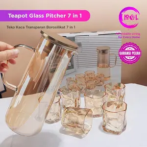 [GARANSI PECAH] POL Set Teko Air Kaca Weiguang 7 in 1 | Pitcher Glass Kettle 7 in 1 | Kettle Air Kaca Weiguang