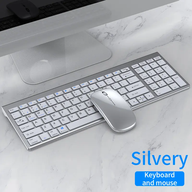 2.4Ghz Wireless Keyboard and Mouse Combo Set for Office Rechargeable Keyboard and Mouse Set for Laptop Computer Wireless Keyboard and Mouse Combo