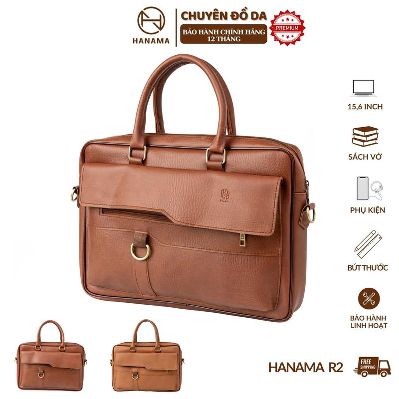   DAILY_HANAMA _PREMIUM Túi công sở Dabag cao cấp HN R2 da PU hai mầu nâu - đen kích thước ngang 39cm x cao 28cm x dày 7,5cm khóa kẽm mạ Đồng 